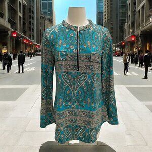 JCZHWQU Women's Long Sleeve Boho Paisley Blouse Top L Relaxed Fit Casual Party